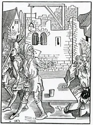 Von dem törichten Beginn großer Bauten ohne ausreichende Vorsorge, Illustration aus Alexander Barclays englischer Übersetzung von 